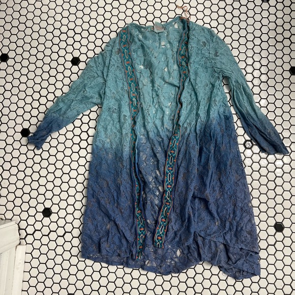 Flying tomato open feint lace embroidered lightweight cardigan size small - Picture 1 of 3